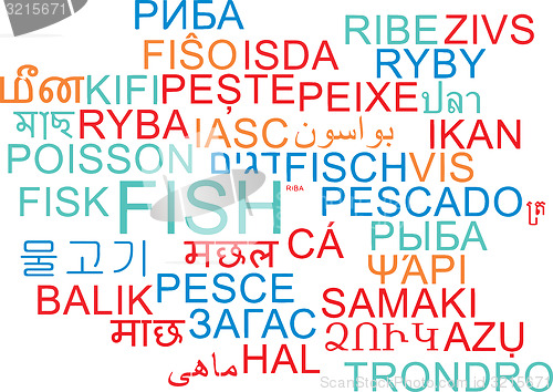 Image of Fish multilanguage wordcloud background concept