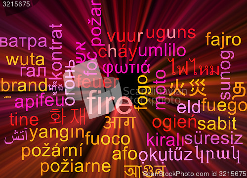 Image of Fire multilanguage wordcloud background concept glowing