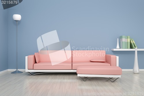 Image of blue room with a sofa