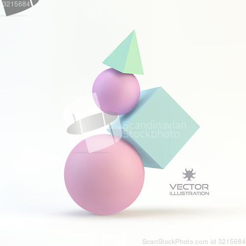 Image of 3d geometrical composition. Abstract vector illustration. 