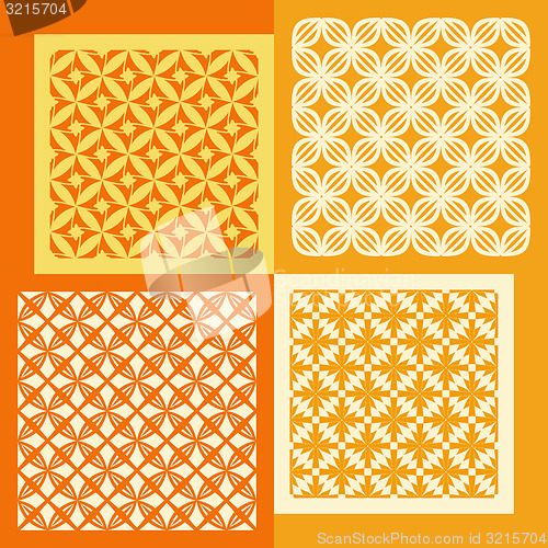 Image of Set of four seamless patterns. Vintage geometric ornaments. 