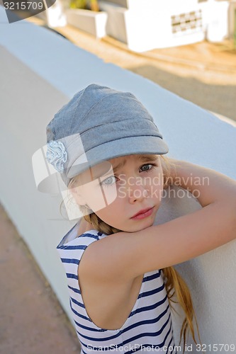 Image of Adorable little girl in the city