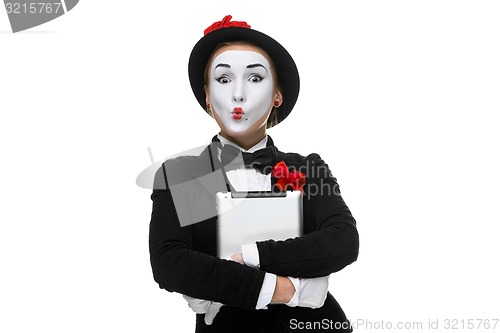 Image of surprised mime isolated on white background