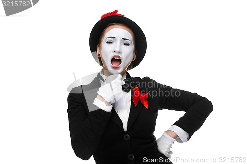 Image of Portrait of the singing mime with open mouth