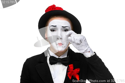 Image of Portrait of thesad and crying mime 