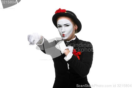 Image of Isolated young business woman showing power