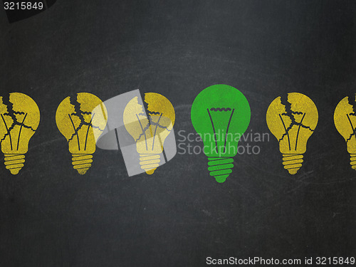 Image of Finance concept: light bulb icon on School Board background
