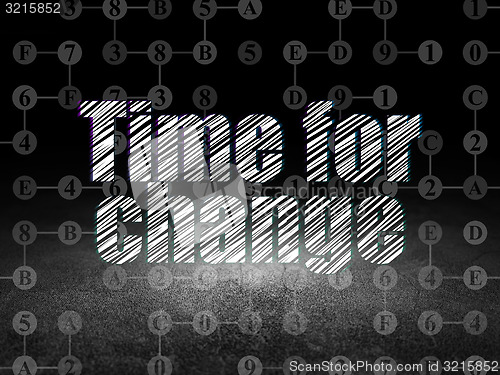 Image of Time concept: Time for Change in grunge dark room