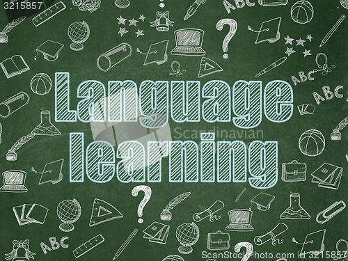 Image of Education concept: Language Learning on School Board background