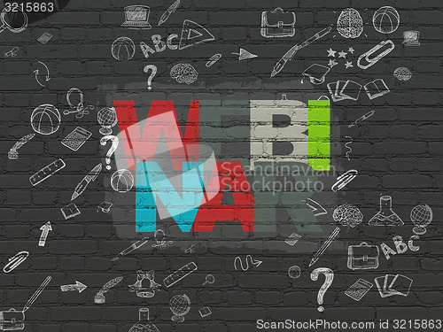 Image of Education concept: Webinar on wall background