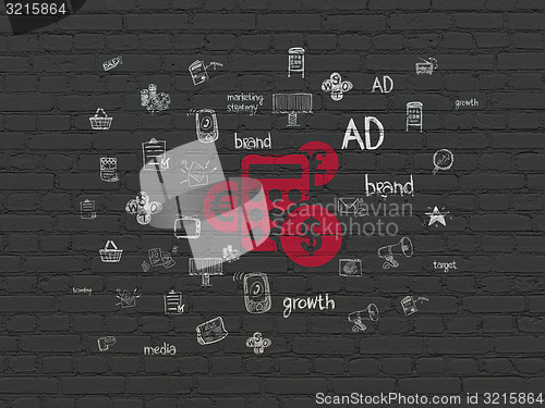 Image of Marketing concept: Calculator on wall background