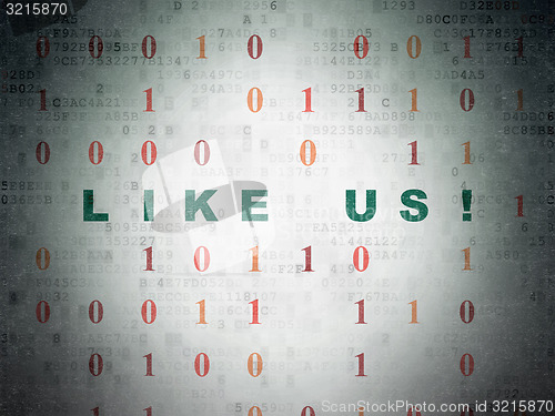 Image of Social media concept: Like us! on Digital Paper background