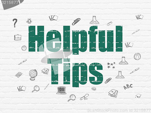 Image of Education concept: Helpful Tips on wall background