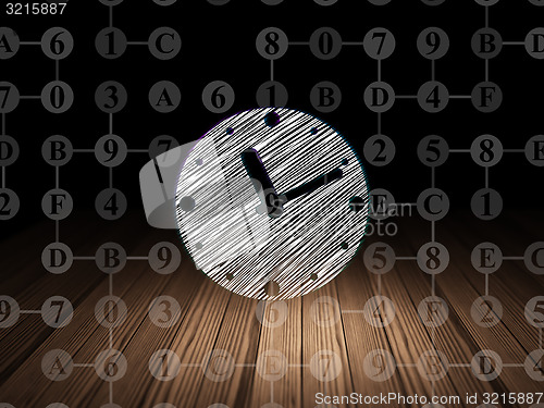Image of Time concept: Clock in grunge dark room