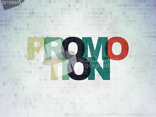 Image of Advertising concept: Promotion on Digital Paper background