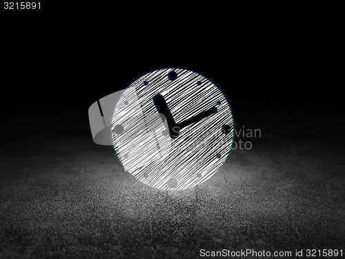 Image of Timeline concept: Clock in grunge dark room