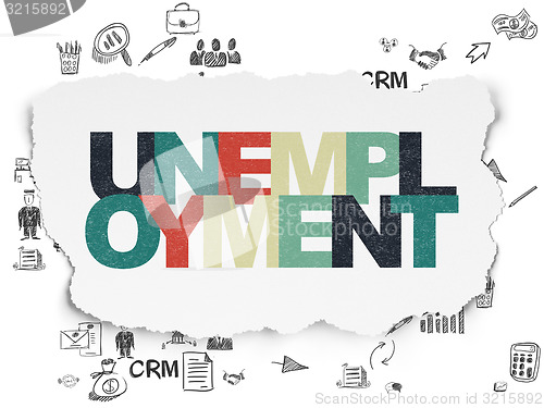 Image of Finance concept: Unemployment on Torn Paper background