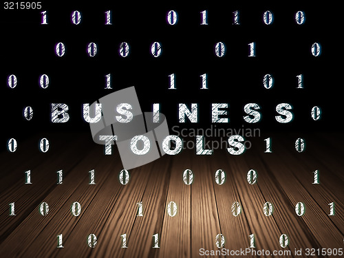 Image of Business concept: Business Tools in grunge dark room