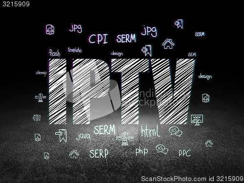 Image of Web development concept: IPTV in grunge dark room