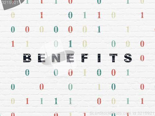 Image of Finance concept: Benefits on wall background