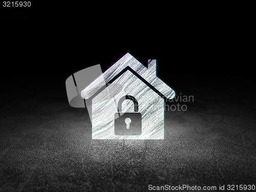 Image of Business concept: Home in grunge dark room