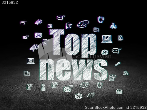 Image of News concept: Top News in grunge dark room