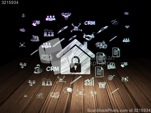 Image of Business concept: Home in grunge dark room