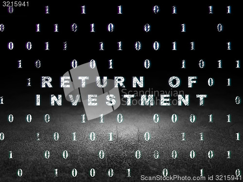 Image of Finance concept: Return of Investment in grunge dark room