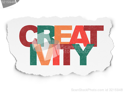 Image of Advertising concept: Creativity on Torn Paper background