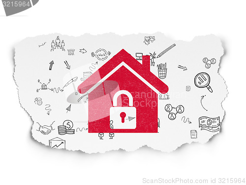 Image of Finance concept: Home on Torn Paper background