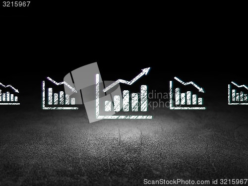 Image of Finance concept: growth graph icon in grunge dark room
