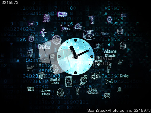Image of Time concept: Clock on Digital background