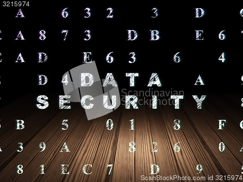 Image of Protection concept: Data Security in grunge dark room