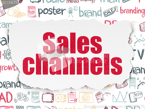 Image of Marketing concept: Sales Channels on Torn Paper background