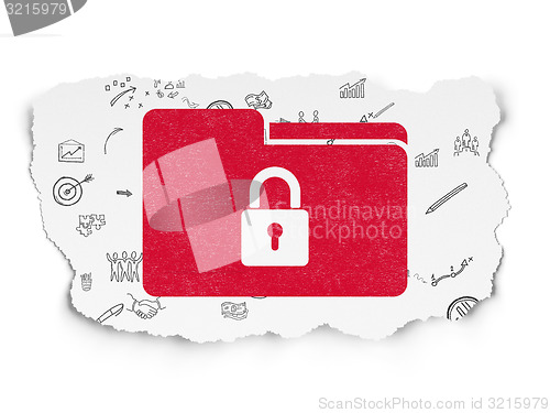 Image of Finance concept: Folder With Lock on Torn Paper background
