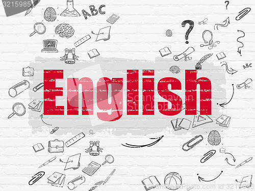 Image of Education concept: English on wall background