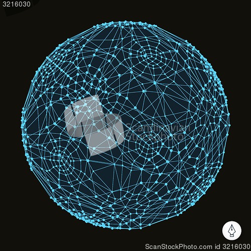 Image of 3d sphere. Global digital connections. Technology concept. 