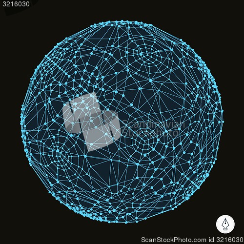 Image of 3d sphere. Global digital connections. Technology concept. 