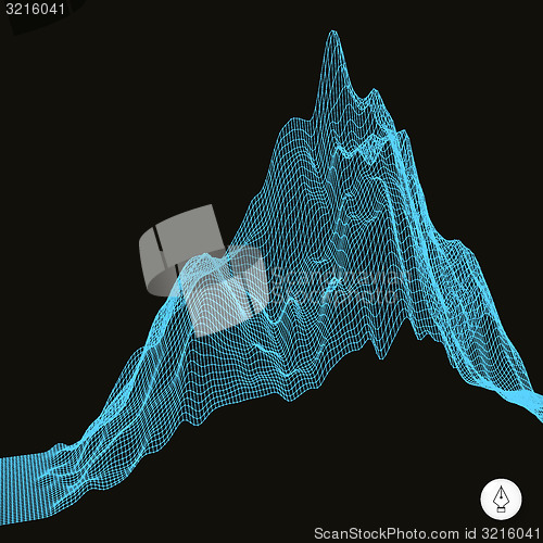 Image of Abstract landscape background. Cyberspace grid. 