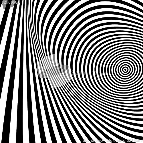 Image of Pattern with optical illusion. Black and white background. 
