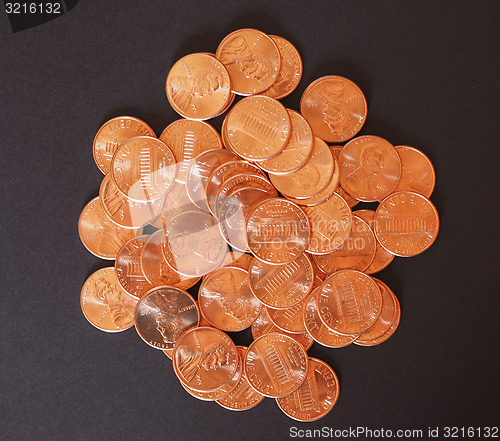 Image of Dollar coins 1 cent wheat penny cent