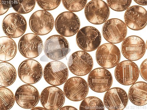 Image of Dollar coins 1 cent wheat penny cent