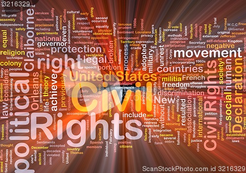 Image of Civil rights wordcloud concept illustration glowing