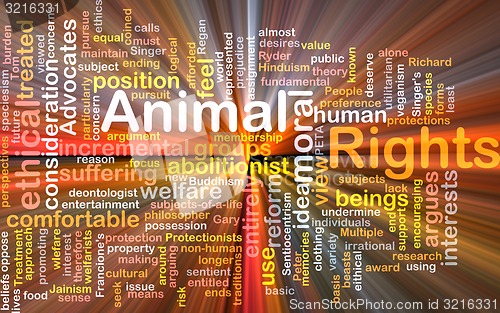 Image of Animal rights wordcloud concept illustration glowing