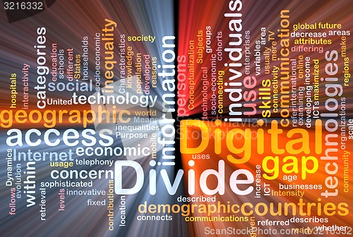 Image of Digital divide wordcloud concept illustration glowing