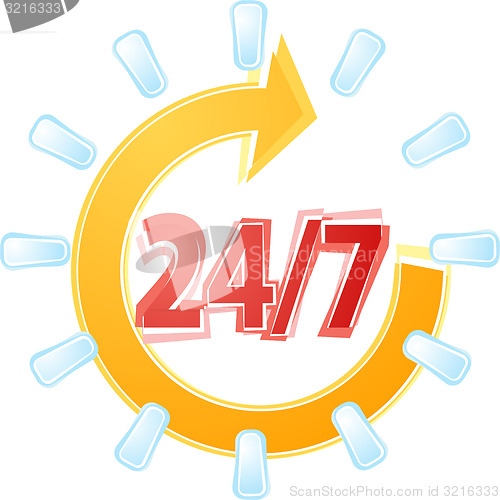 Image of Open 24 by 7 Illustration clipart