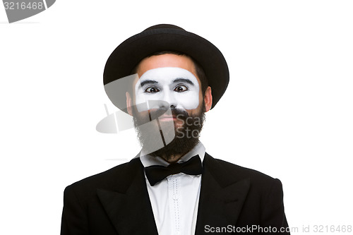 Image of Portrait of the surprised mime with squinting eyes