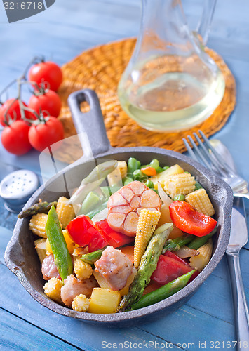 Image of fried meat with vegetables