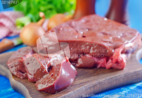 Image of raw liver on board