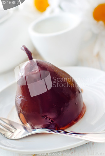 Image of Pear with chocolate, sweet food